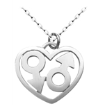 Double male heart necklace